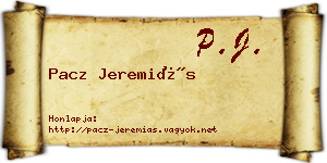 Pacz Jeremiás névjegykártya